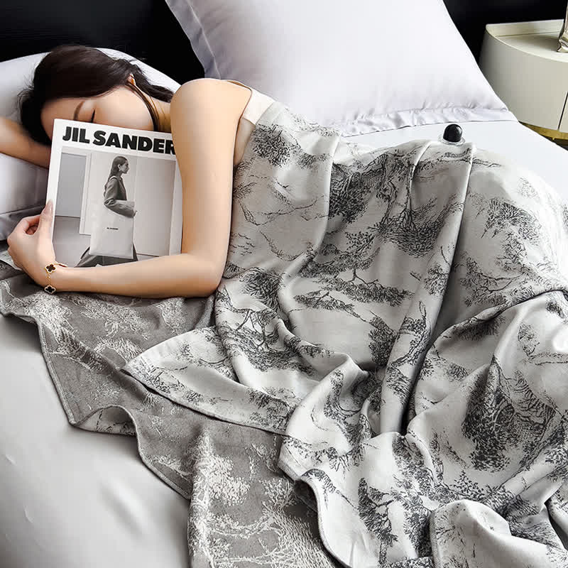 Atmungsaktive, weiche Steppdecke aus Bambusfaser im Querformat