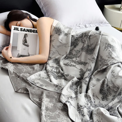 Atmungsaktive, weiche Steppdecke aus Bambusfaser im Querformat