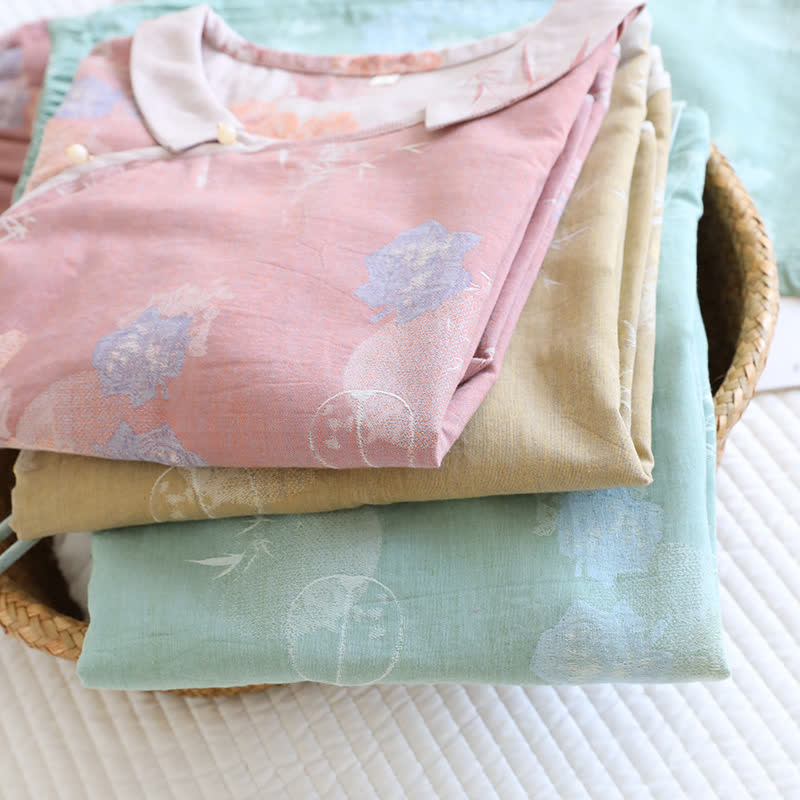 Vintage Floral Bambus Baumwolle Pyjama Set