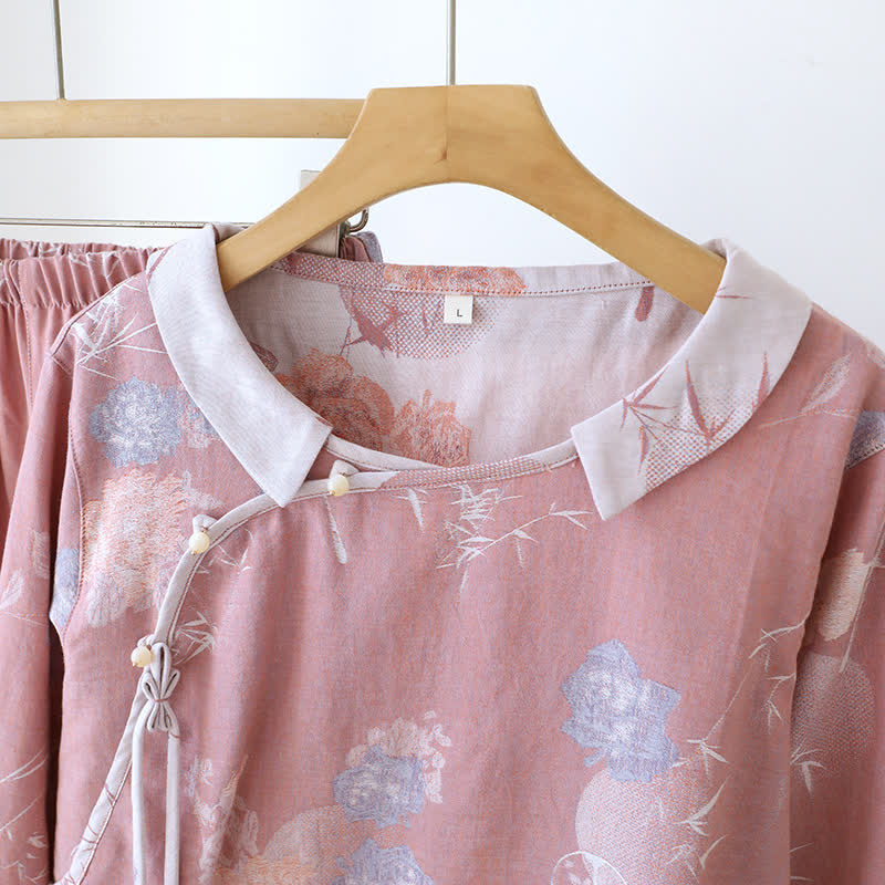 Vintage Floral Bambus Baumwolle Pyjama Set