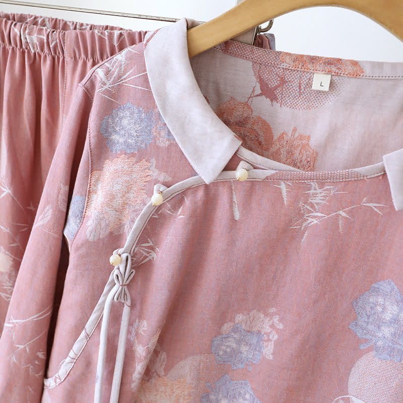 Vintage Floral Bambus Baumwolle Pyjama Set