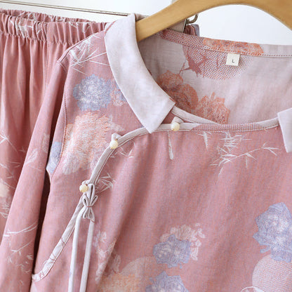 Vintage Floral Bambus Baumwolle Pyjama Set