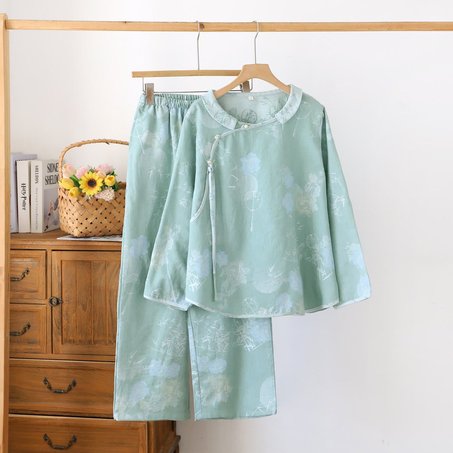 Vintage Floral Bambus Baumwolle Pyjama Set