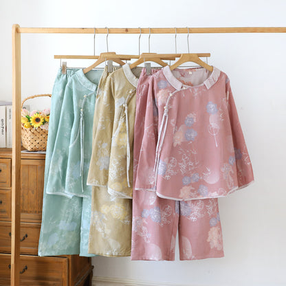 Vintage Floral Bambus Baumwolle Pyjama Set