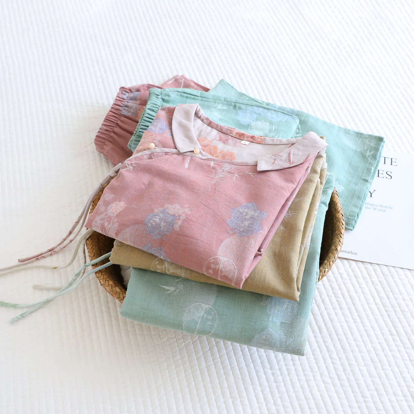 Vintage Floral Bambus Baumwolle Pyjama Set