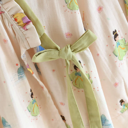 Loungewear-Set aus Vintage-Baumwollgaze mit asymmetrischer Vorderseite