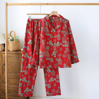 Loungewear-Set aus Baumwoll-Doppelgarn-Jacquard mit Baummotiv