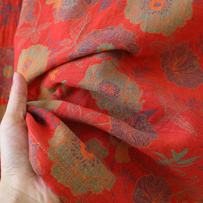 Loungewear-Set aus garngefärbtem Jacquard aus reiner Baumwolle mit Pfingstrosenmotiv