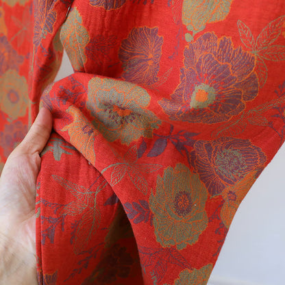 Loungewear-Set aus garngefärbtem Jacquard aus reiner Baumwolle mit Pfingstrosenmotiv