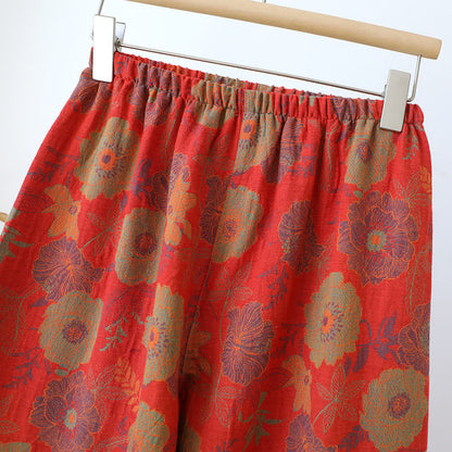 Loungewear-Set aus garngefärbtem Jacquard aus reiner Baumwolle mit Pfingstrosenmotiv
