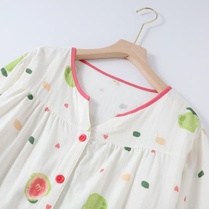 Loungewear-Set aus Baumwollgaze mit Guaven-Print