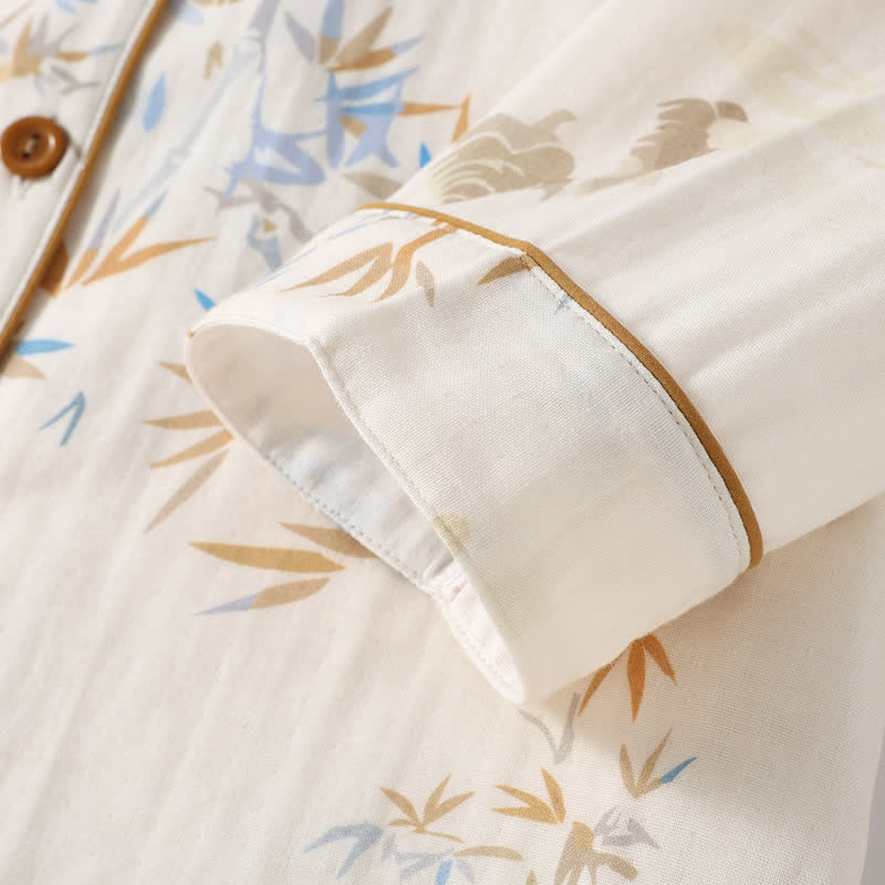 Langärmliges Loungewear-Set aus Bambus-Baumwollgaze