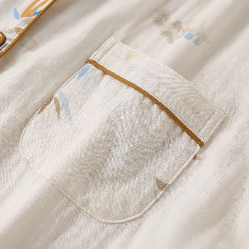 Langärmliges Loungewear-Set aus Bambus-Baumwollgaze