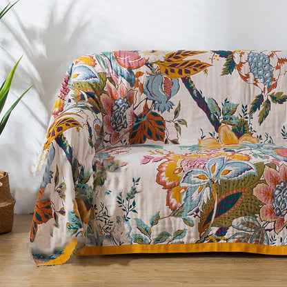 Wendesteppdecke aus Baumwollgaze mit ländlichem Blumenmuster