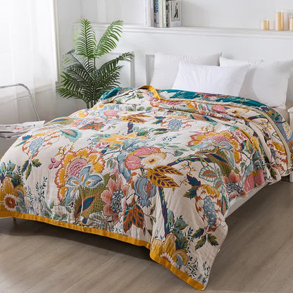 Wendesteppdecke aus Baumwollgaze mit ländlichem Blumenmuster