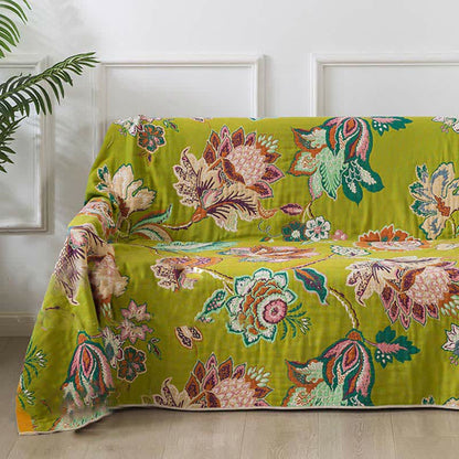Bunte, florale Wendedecke aus Baumwollgaze