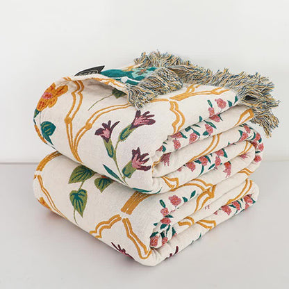 Wendesteppdecke aus Baumwollgaze mit Rautenmuster und Blumenmuster