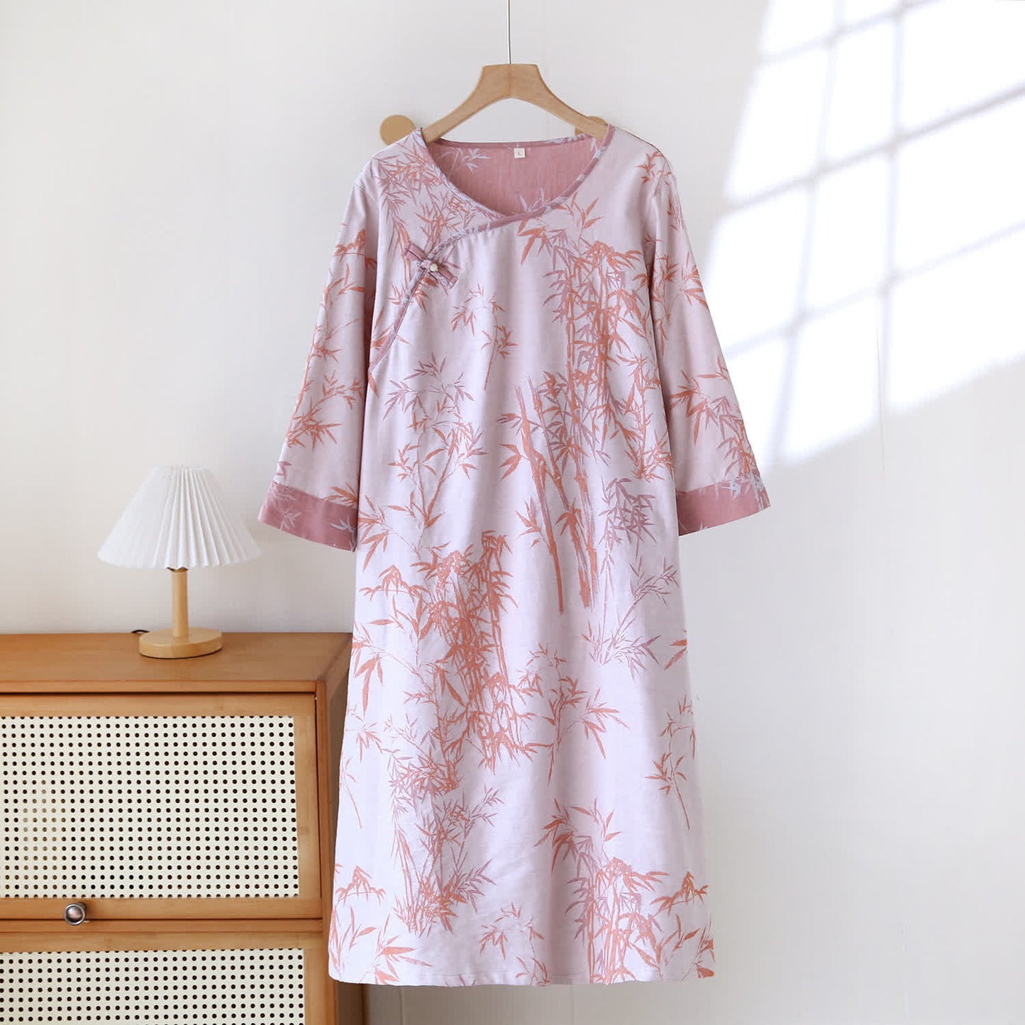 Vintage Jacquard Bambus Baumwollgaze Nachthemd