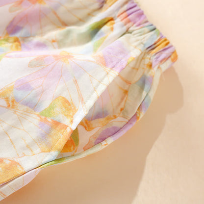 Kurzärmliges Loungewear-Set aus Baumwolle mit Schmetterlingsdruck