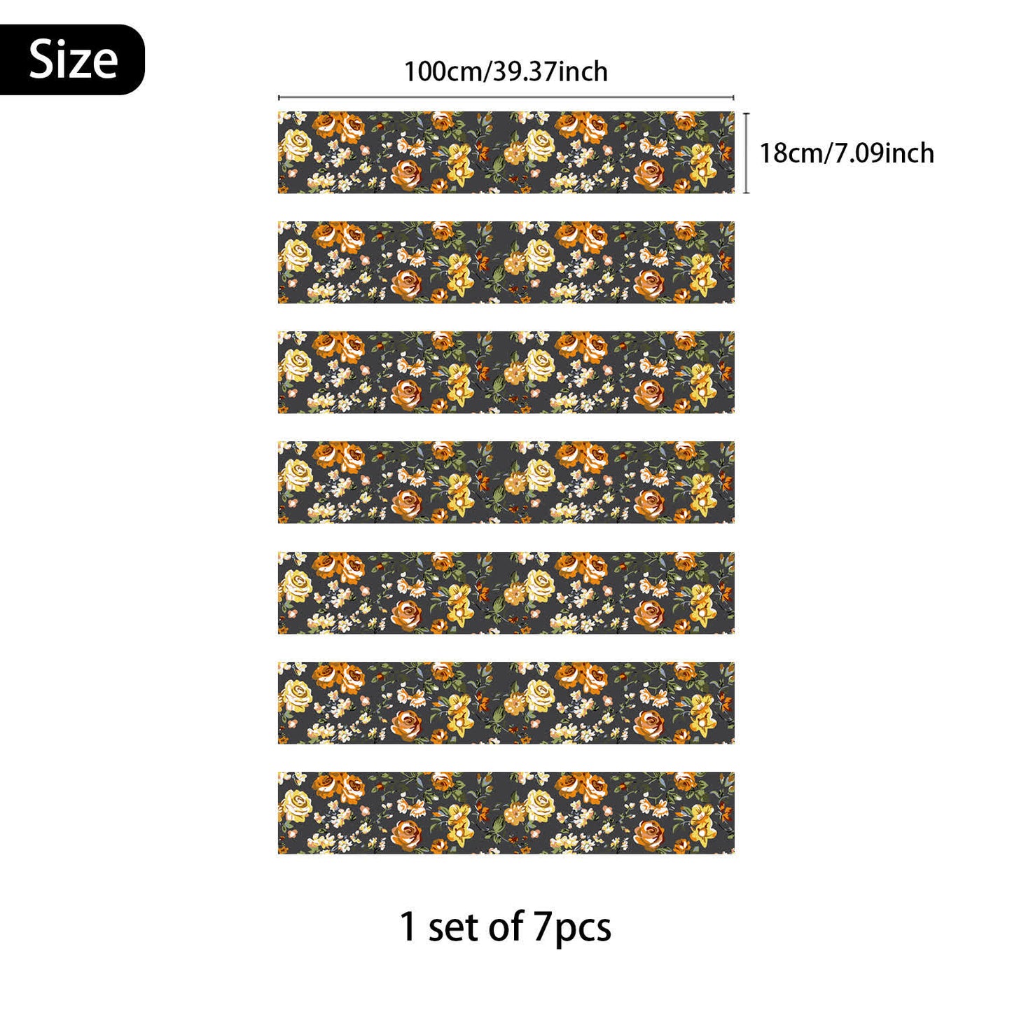 Selbstklebende Treppenstufenaufkleber „Rural Rose“