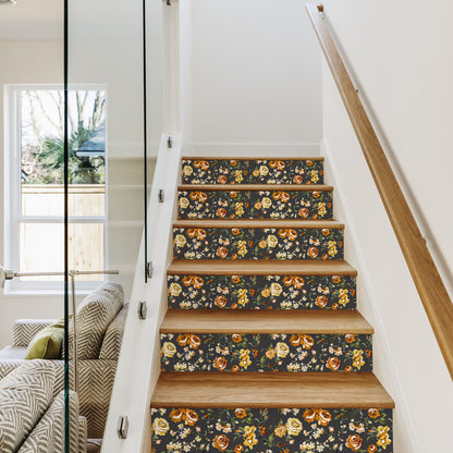 Selbstklebende Treppenstufenaufkleber „Rural Rose“