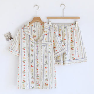 Kurzarm-Loungewear-Set aus Baumwolle mit Cartoon-Kaninchen