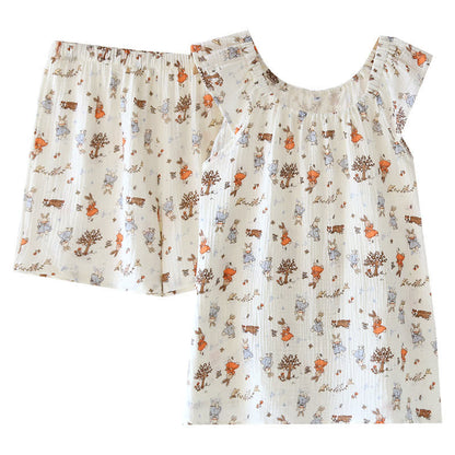 Loungewear-Set mit Tanktop aus Baumwolle mit Kaninchen-Print