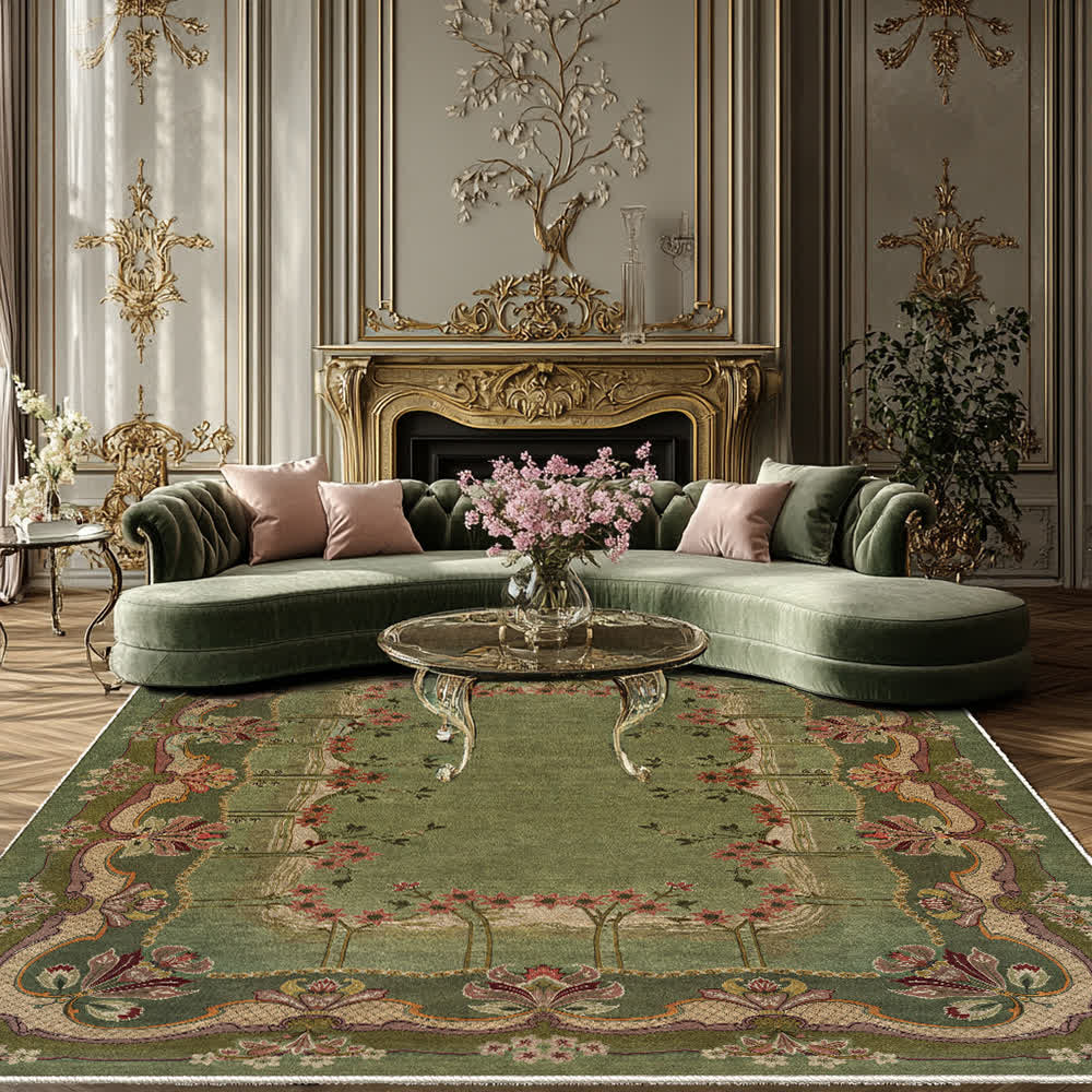 Rutschfester Teppich im Vintage-Blumenstil für drinnen und draußen
