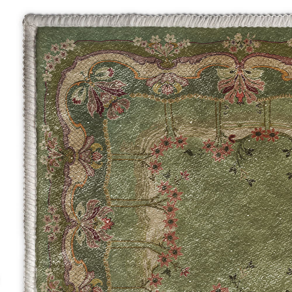 Rutschfester Teppich im Vintage-Blumenstil für drinnen und draußen