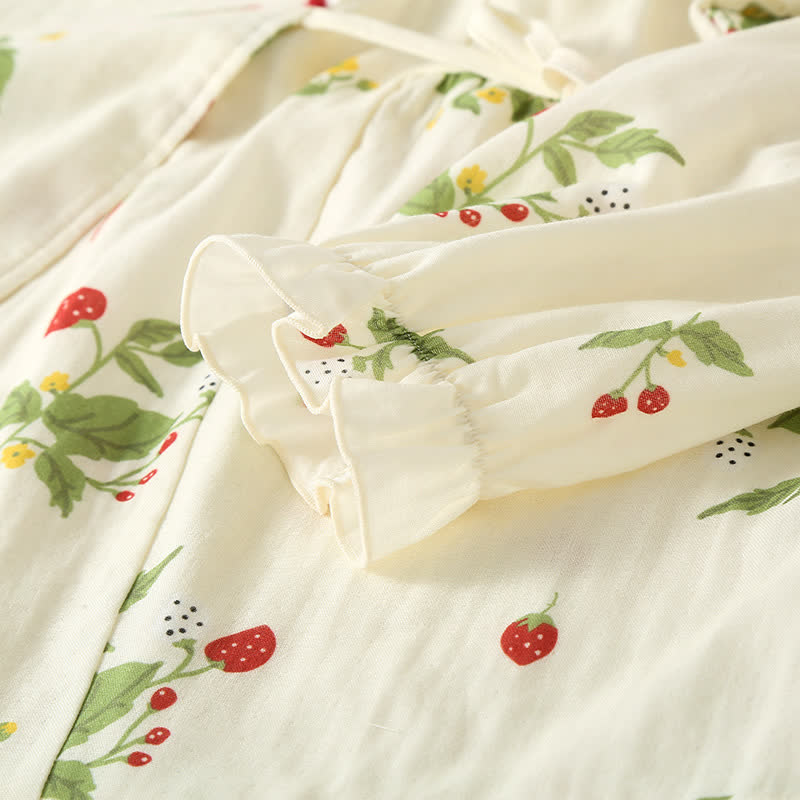 Pyjama-Set aus Baumwollgaze mit Erdbeerdruck