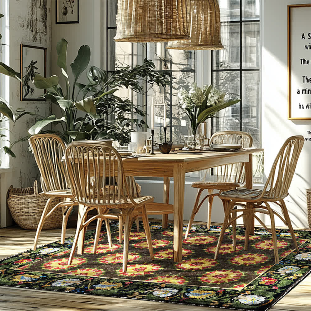 Wasserabweisender, waschbarer und rutschfester Teppich mit Blumenmuster