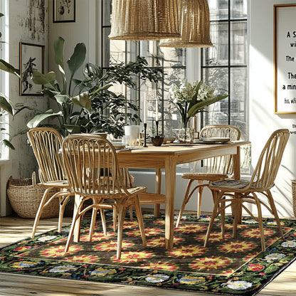 Wasserabweisender, waschbarer und rutschfester Teppich mit Blumenmuster