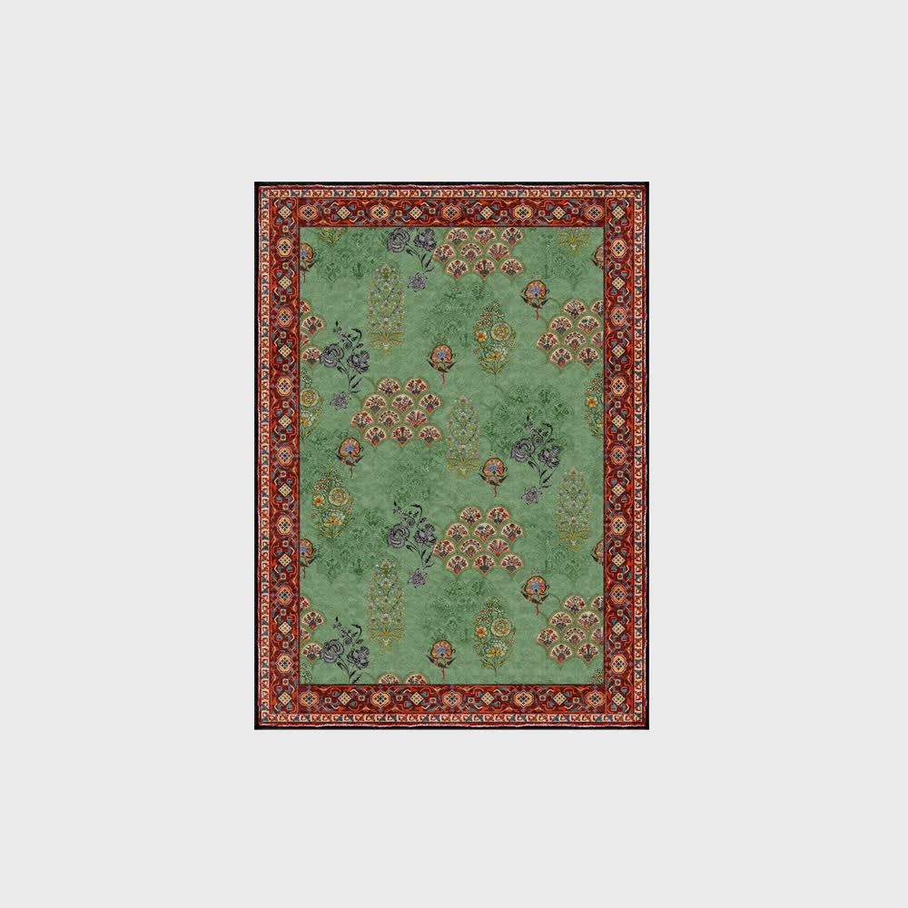 Waschbarer Anti-Rutsch-Teppich mit Vintage-Blumenmuster