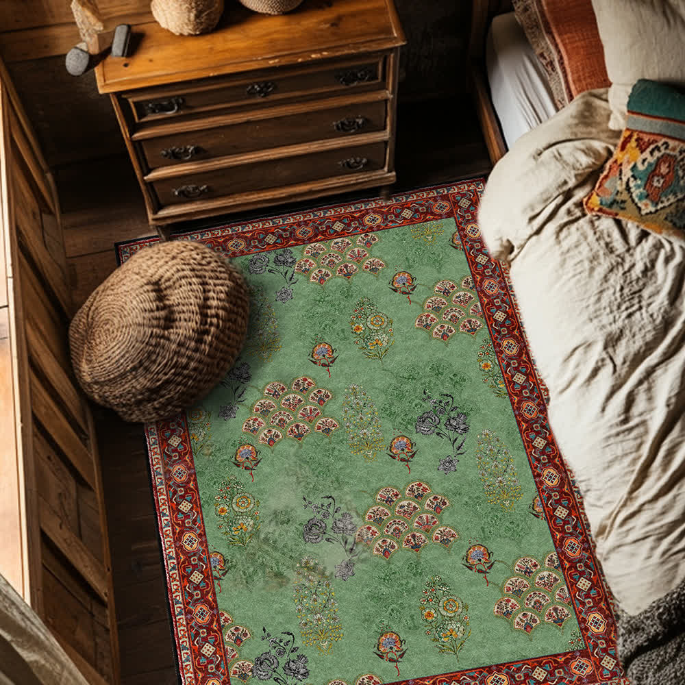Waschbarer Anti-Rutsch-Teppich mit Vintage-Blumenmuster
