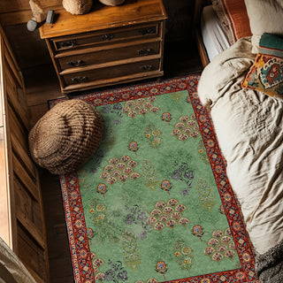 Waschbarer Anti-Rutsch-Teppich mit Vintage-Blumenmuster