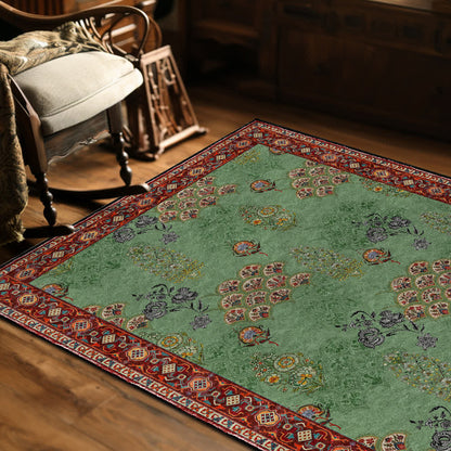 Waschbarer Anti-Rutsch-Teppich mit Vintage-Blumenmuster