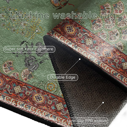 Waschbarer Anti-Rutsch-Teppich mit Vintage-Blumenmuster