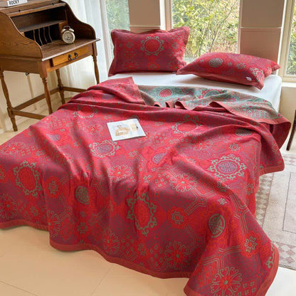 Dreilagige Gaze-Steppdecke aus Vintage-Baumwolle