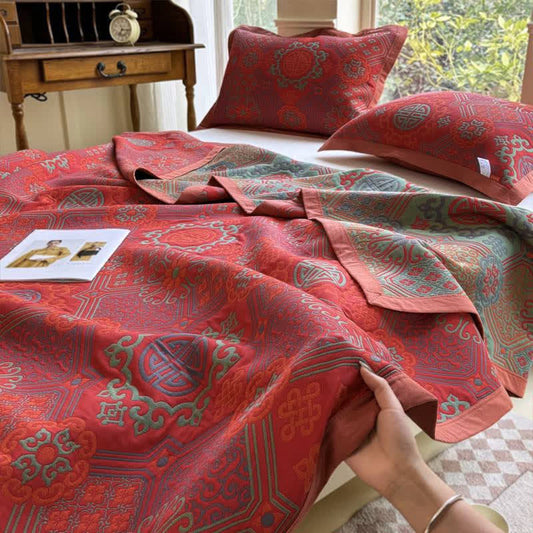 Dreilagige Gaze-Steppdecke aus Vintage-Baumwolle