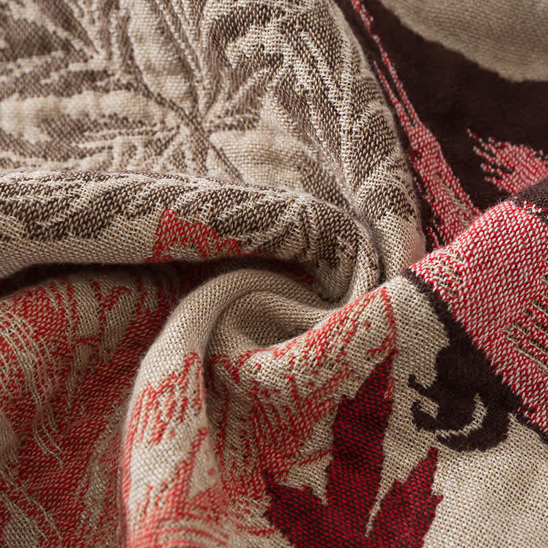 Vierlagige Steppdecke aus Jacquard-Baumwolle „Rural Bird“