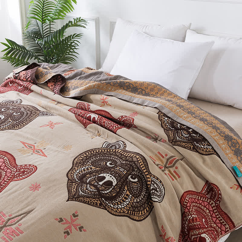 Vintage Bärenkopf Baumwollgaze Quilt