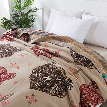 Vintage Bärenkopf Baumwollgaze Quilt