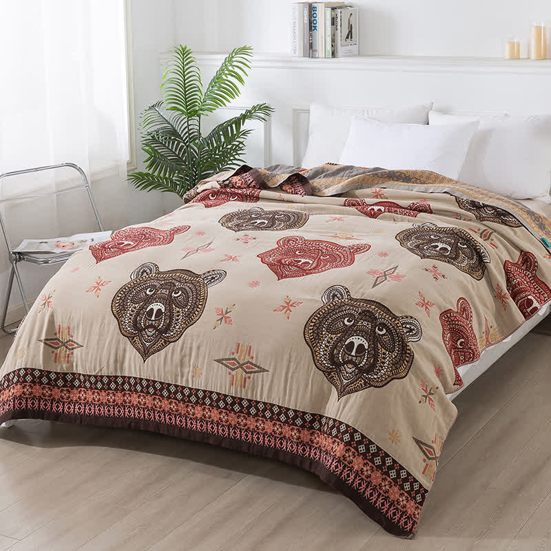 Vintage Bärenkopf Baumwollgaze Quilt