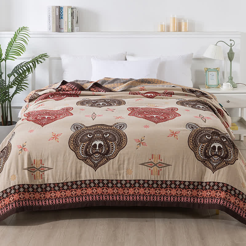 Vintage Bärenkopf Baumwollgaze Quilt