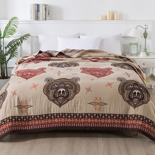 Vintage Bärenkopf Baumwollgaze Quilt