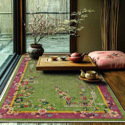 Strapazierfähiger Anti-Rutsch-Teppich mit Vintage-Blumenmuster