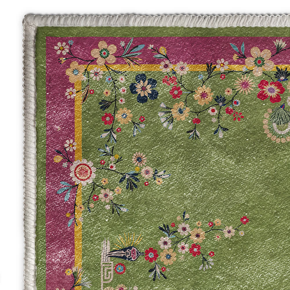 Strapazierfähiger Anti-Rutsch-Teppich mit Vintage-Blumenmuster