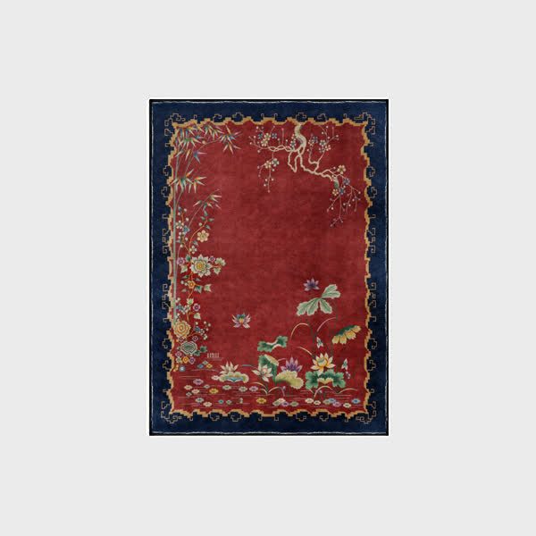 Waschbarer, langlebiger Anti-Rutsch-Teppich im Vintage-Lotus-Stil