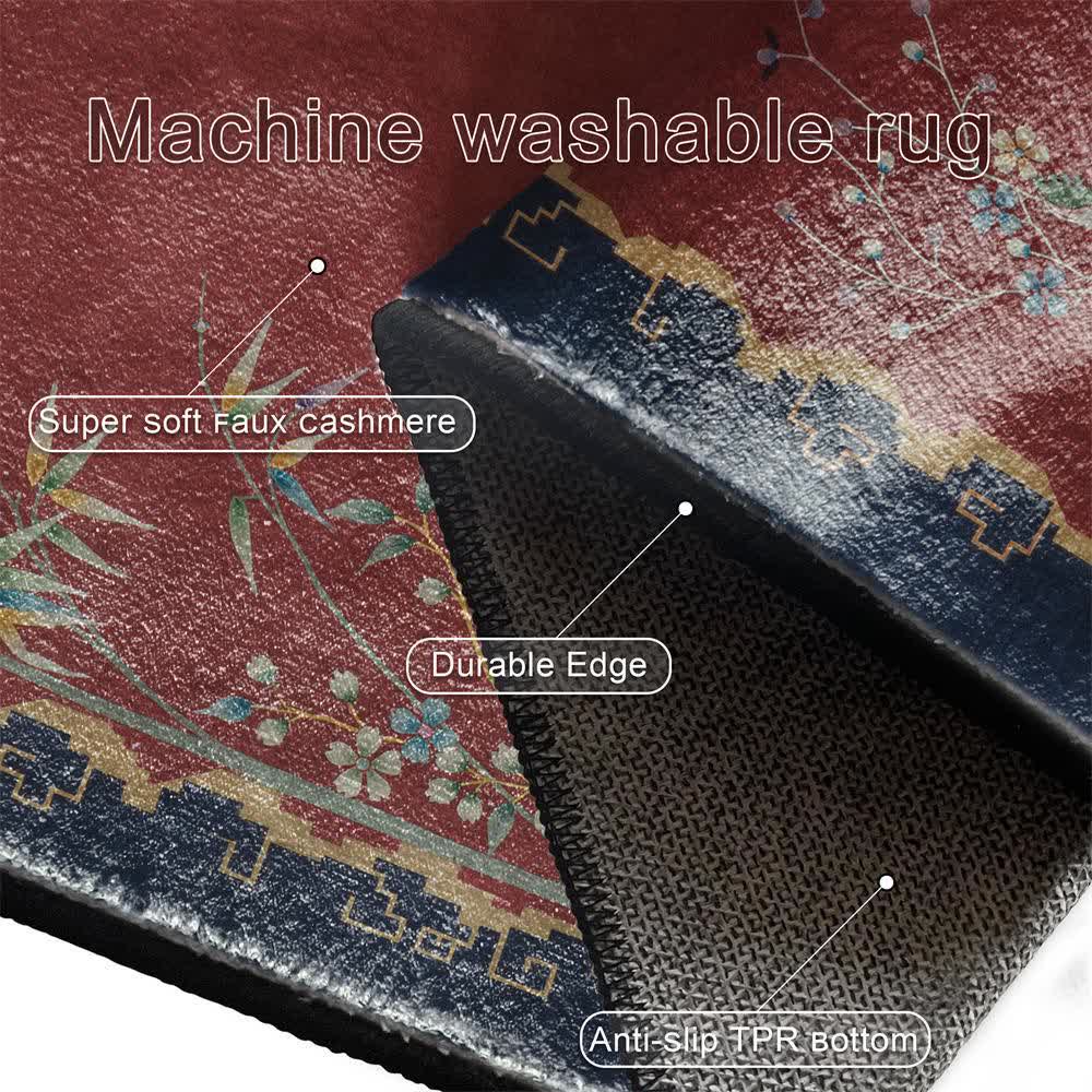 Waschbarer, langlebiger Anti-Rutsch-Teppich im Vintage-Lotus-Stil