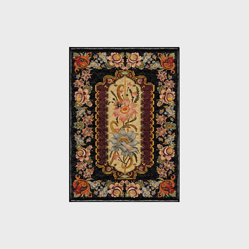Waschbarer, langlebiger Anti-Rutsch-Teppich im Vintage-Stil mit Blumenmuster